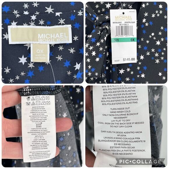 Michael Michael Kors Metallic Star Print Sheath Dress Plus Women OX Black Blue - Picture 10 of 10